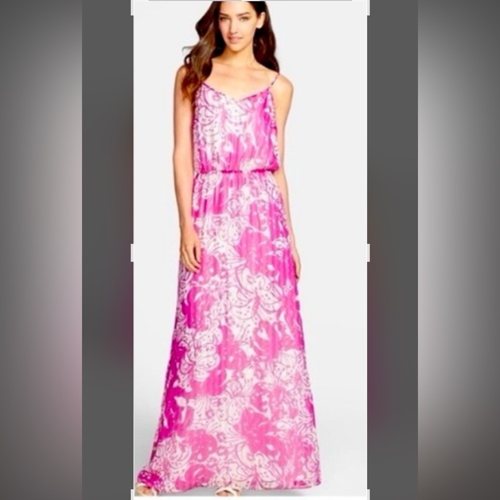 Lilly Pulitzer Metallic Purple + Gold Maxi Dress Size Small. Perfect Holidays! - Picture 3 of 12